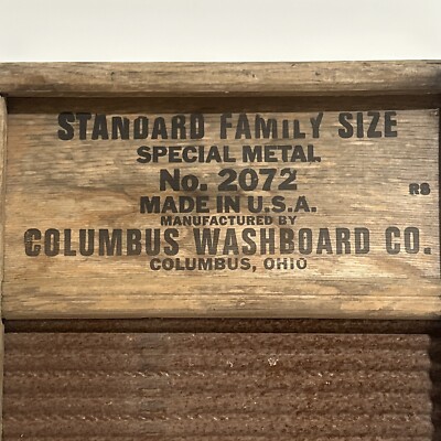 Vintage Maid-Rite No 2072 Standard Family Size Wash Board Columbus