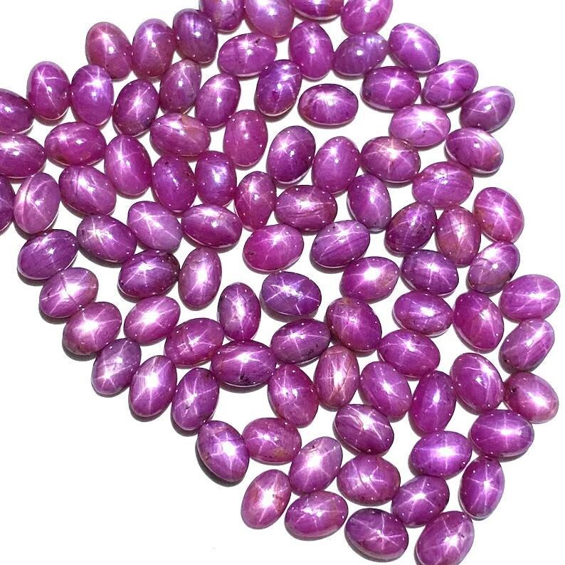 Natural Ruby Star Loose Gemstone 6 Ray Mix Oval Cabochon AAA Quality