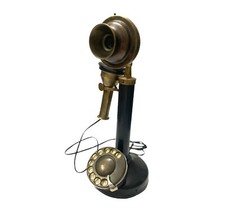 Brass Candle Stick Telephone Vintage Dial Rotary Working Antique Telephone Decor
