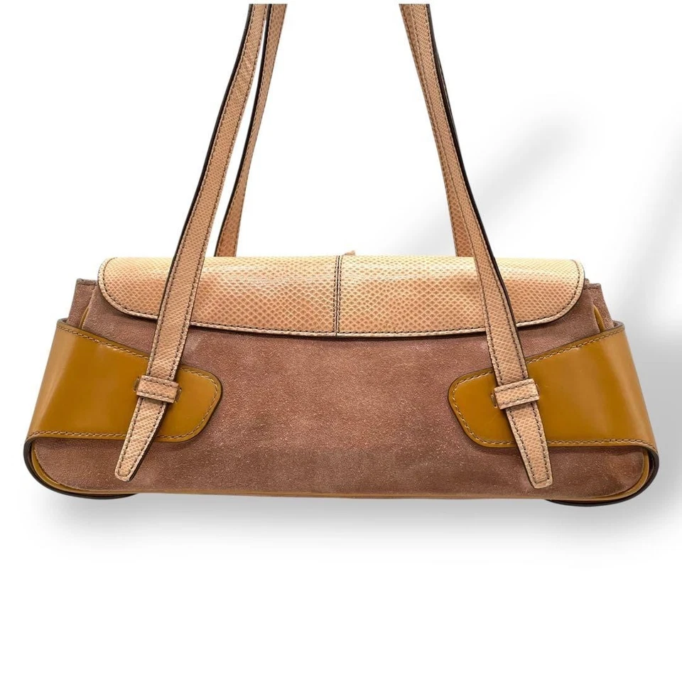 TOD'S Rare Small Logo Shoulder Bag Suede Leather Brown Women's Authentic Japan - Image 3 of 4