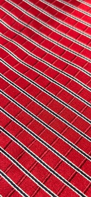 NEW THOMMY HILFIGER MEN WOVEN SILK RED  (Black Silver)  Stripe Tie Made USA