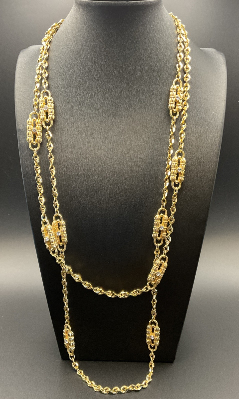 VTG JBK Jackie Kennedy CAMROSE & KROSS Gold tone PAPERCLIP CRYSTAL Necklace