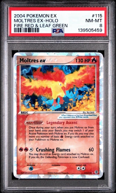2004 POKEMON EX FIRE RED & LEAF GREEN #115 MOLTRES EX-HOLO PSA 8
