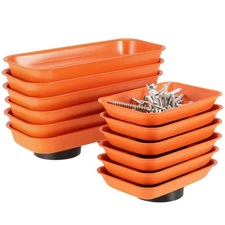 12 Packs Magnetic Tray Stainless Steel Magnetic Parts Tray Orange Magnetic Tool