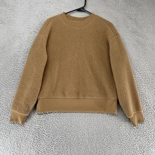 Everlane Sweatshirt Womens XS Brown ReNew Fleece Oversized Crew Sherpa Pullover
