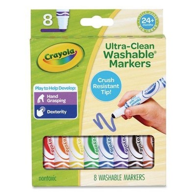 Crayola Toddler Washable Dot Markers, Broad Tips, Assorted Colors, 8/Pack