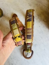 VTG 70s Bohemian Hippie Woven Leather Patchworks Southwest Belt S