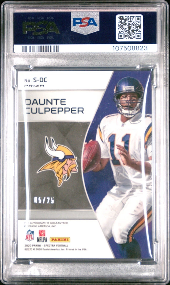 2020 Spectra Signatures Daunte Culpepper Neon Pink Prize Auto /25 PSA 9 #S-DC - Image 4 of 4
