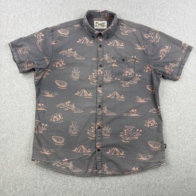 Howler Bros Shirt Mens XL Gray Yucatan Tropical Button Down Short Sleeve AOP