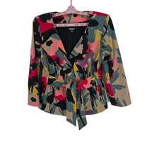 DKNY Women's Multicolor Jacket with Body Wrap Ties Cotton 93 Elastane 7 Size 8