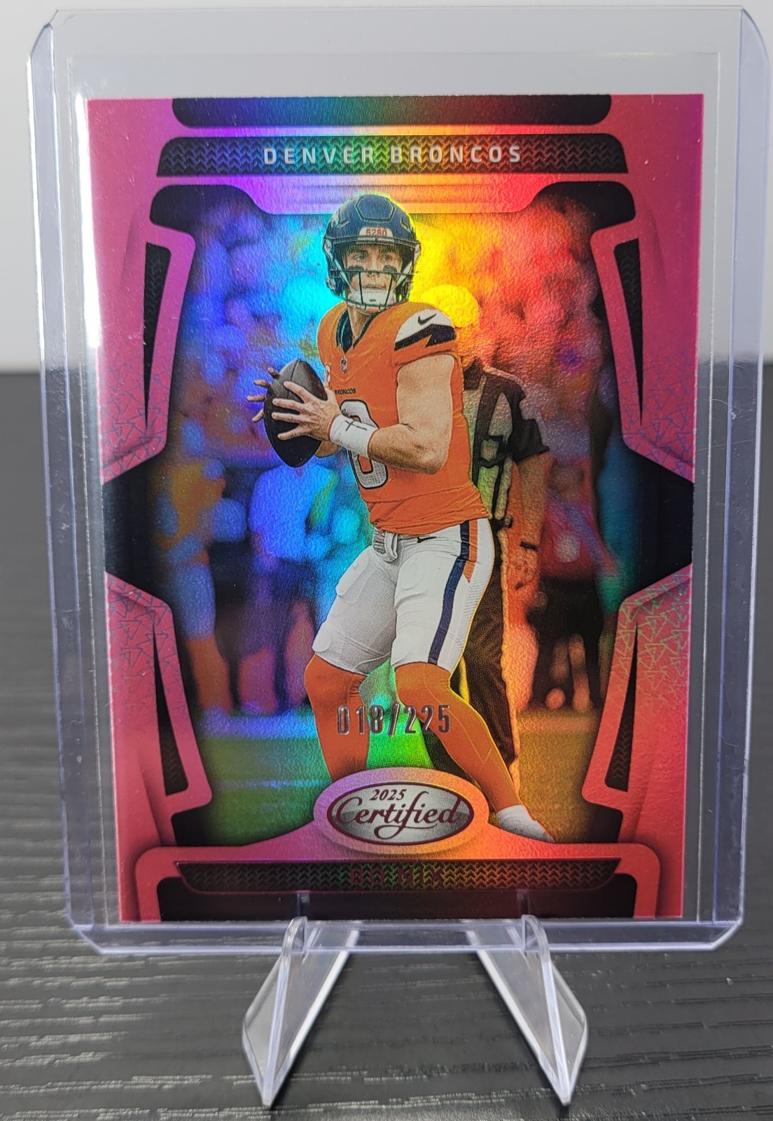Bo Nix 2024 Panini Certified Mirror Pink # 018/225 RC Rookie #109 SP