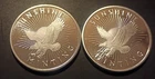 (2) One Troy Ounce Sunshine Mint Silver Rounds (.999 fine) w/ Security Mintmarks