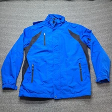 Port Authority Jacket Mens Large Blue Black Waterproof Nylon Outdoor Coat Hooded