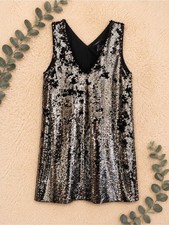 Forever 21 Black and Silver Sequin Mini Dress Party Club Small