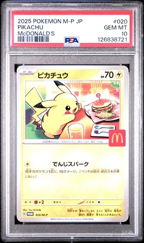 2025 POKEMON JAPANESE M-P PROMO MCDONALD'S #020 PIKACHU PSA 10