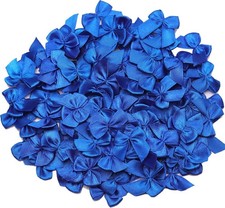 100 Pcs 1 Inch Pre-Tied Mini Satin Ribbon Bows in Navy Blue, Small Fabric Craft