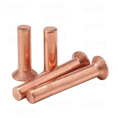 Solid Copper Countersunk Flat Head Rivets 2mm 2.5mm 3mm 4mm 5mm 6mm 8mm DIN 661 - Image 1 of 4