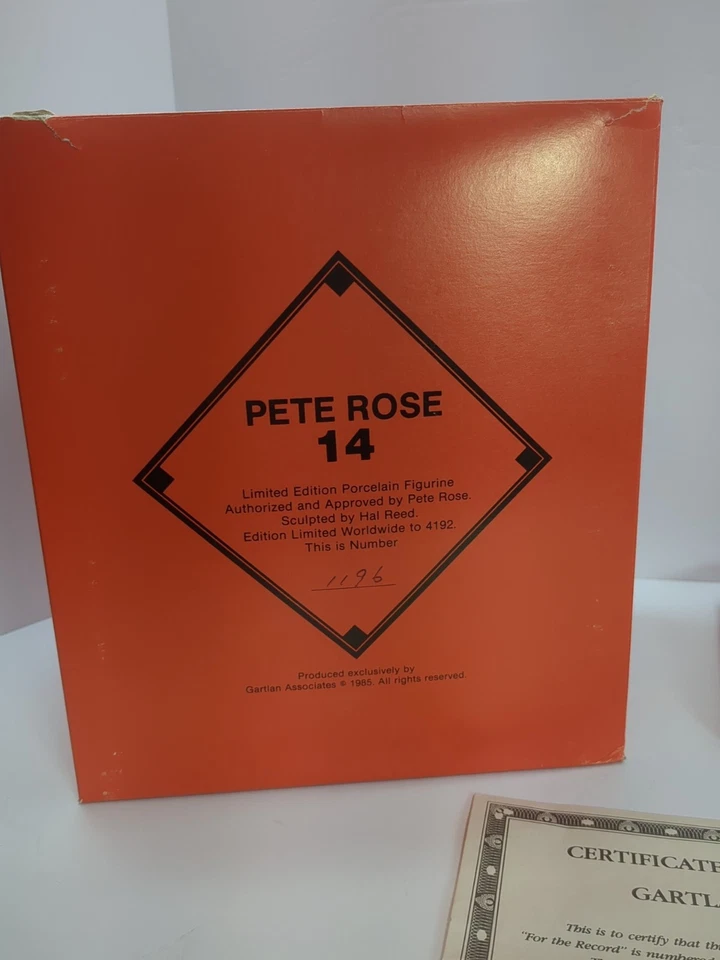 Estatua de béisbol firmada autografiada por Gartlan Pete Rose 1985 #1196 con caja y certificado de autenticidad Foto 2 de 4
