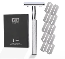 Double Edge Safety Razor With 10 Premium Stainless Steel Reusable Single Blade