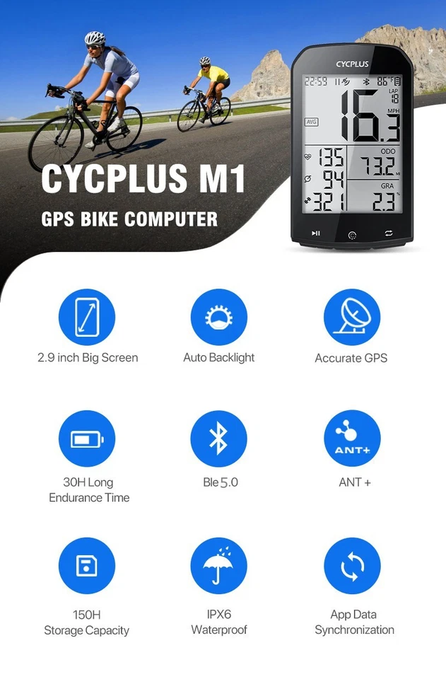 contachilometri navigatore gps CYCPLUS M1 ciclo Computer Bici corsa garmin - Immagine 2 di 4