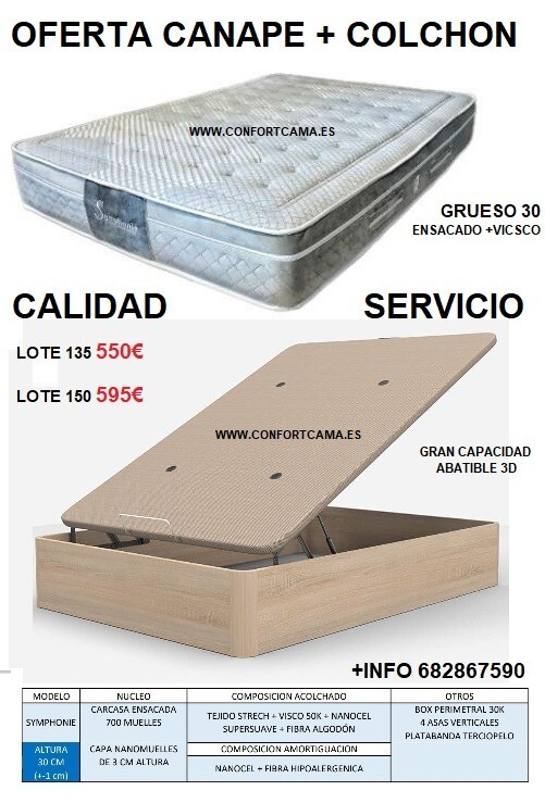 Canape 135 y 150x190 con colchón gran calidad solopara Castellón y Valencia