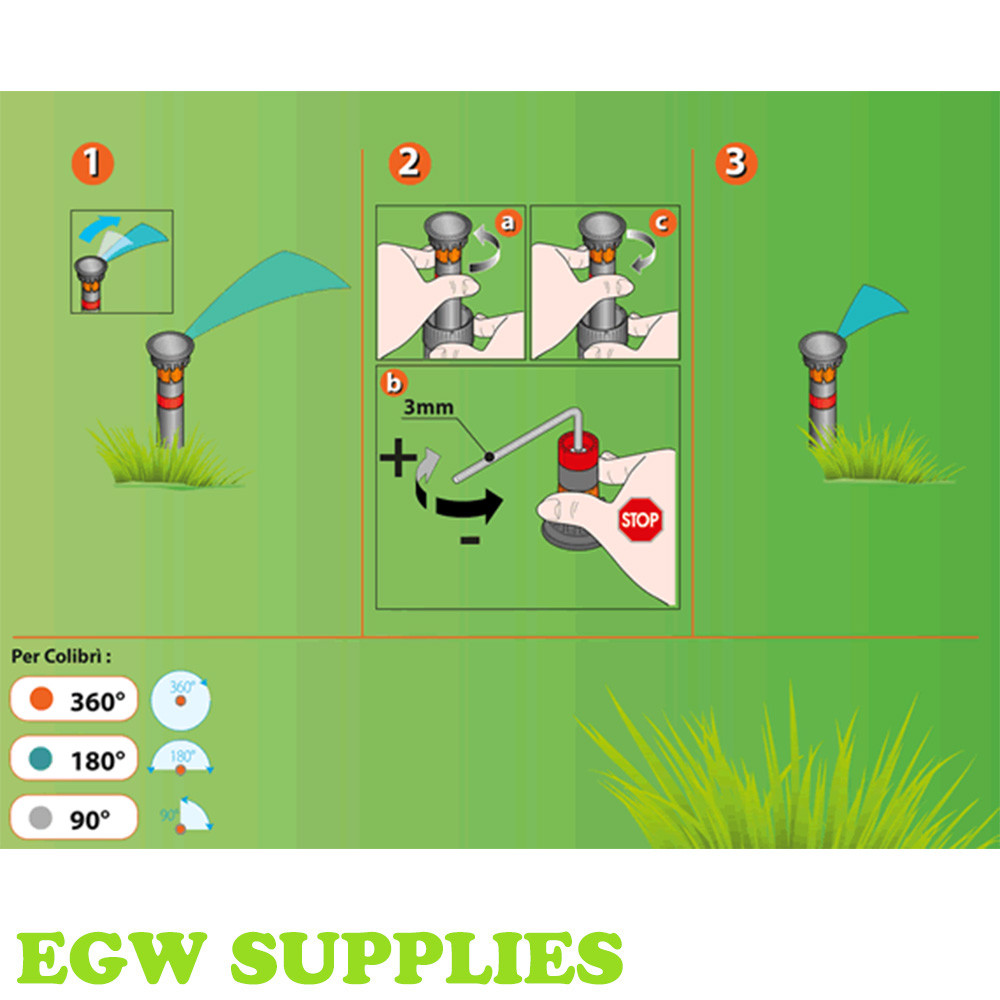 Claber Colibrì Popup Lawn Sprinklers 90° 180° & 360° Degree Popup Sprinklers eBay
