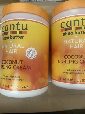 Cantu Shea Butter Natural Hair Coconut Curling Cream (2 Pack) 25oz Each New