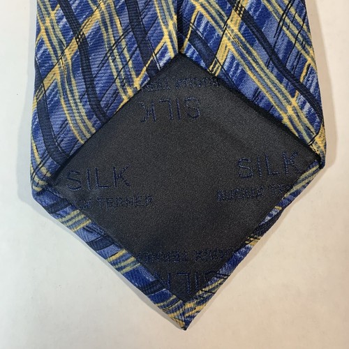 Corbata Bijoux Terner azul con rayas doradas. Seda genuina 63 pulgadas de largo #28-0069 - Imagen 3 de 4