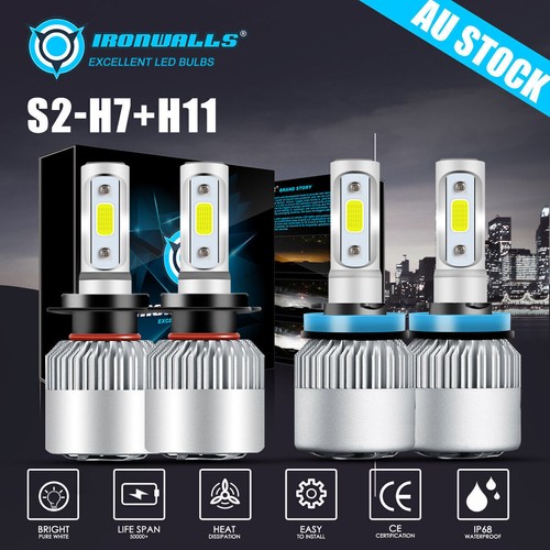 Combo H7 H9 LED Headlight Globes High Low Beam White for Holden Calais 2006-2010