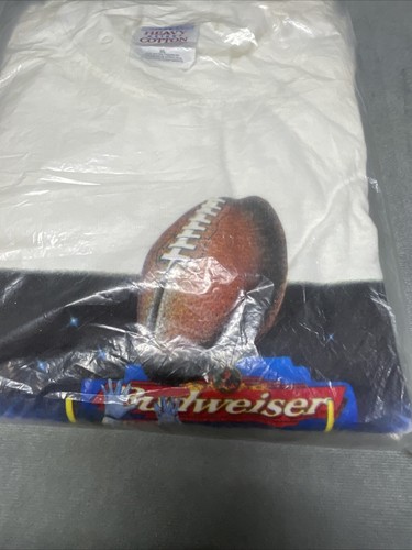 Vintage Budweiser Bud Light 100% Football T-Shirt XL New Sealed In Original Bag - Picture 6 of 13