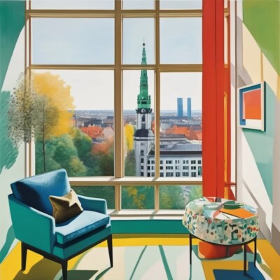 Design Klassiker 12 Midcentury Bauhaus Blick München Acrylglas 95x95cm Pop Art