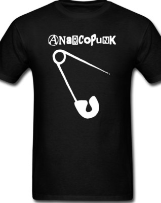 Anarco Punk T-shirt Tee Punk Rock CBs Underground Music Safety Pin