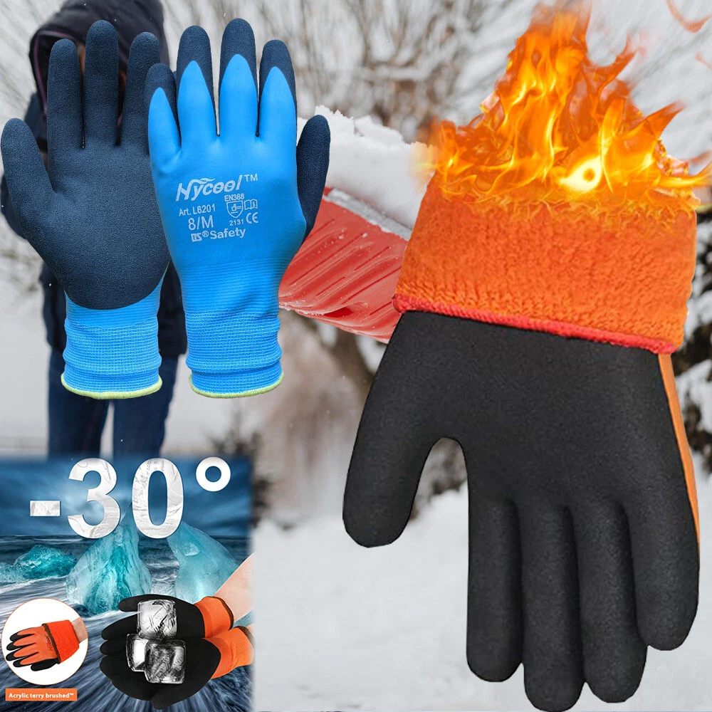 Waterproof Thermal Lined Winter Work Gloves Mens Freezer Warm Safety  Gardening