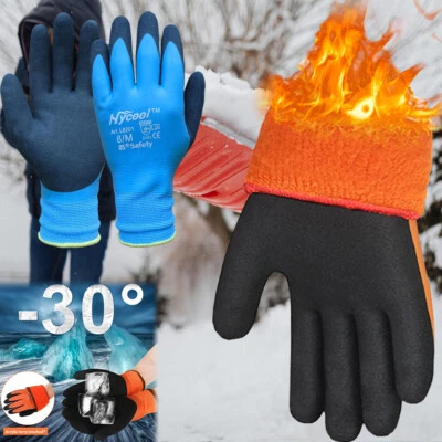 Waterproof Thermal Lined Winter Work Gloves Mens Freezer Warm Safety Gardening