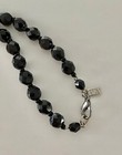 1928 Faceted Black Glass Bead Necklace 30" — photo 3