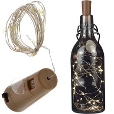 20 FAIRY LIGHTS Battery Operated String Wire Bottle Top Cork LED 1.9m WARM WHITE