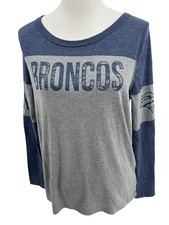 Denver Broncos Long Sleeve T-Shirt Gray Navy Womens Size Medium NFL Team Apparel