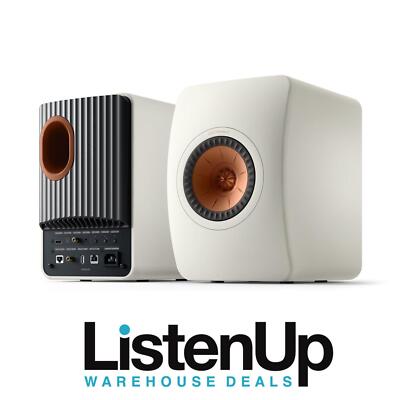 KEF LS50 Wireless II HiFi Powered Speakers w/ Airplay 2, ROON (Mineral White)