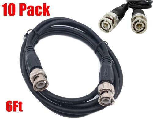 10 Pack 6ft BNC RG59 Security DSR DVR Video Camera CCTV Coaxial Cable Cord Lot - 第 1/2 張圖片