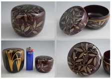 Rare & Precious!!! Japanese Lacquer KOGO Incense Container in Natsume-Shape F40