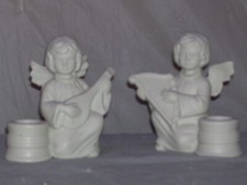 Vintage Set of 2 Angel Duet Taper Candle Holders One Small Blemish See Pics