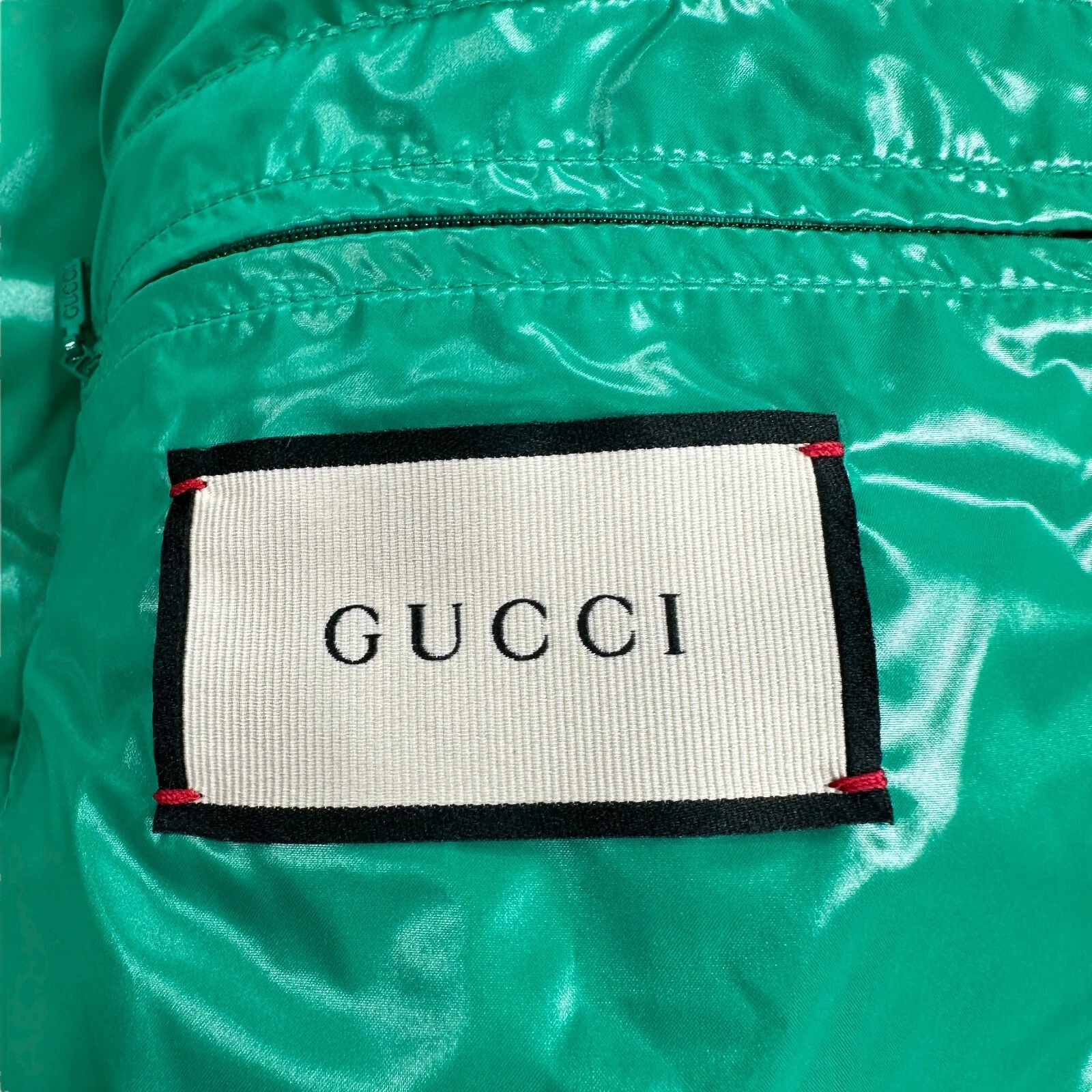 Gucci Taglia L Rosso Gucci Worldwide Piumino Giacca Verde Foderato Bandiere Bottoni