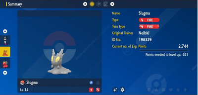 Pokemon Scarlet & Violet 6IV Shiny SLUGMA Max EVs