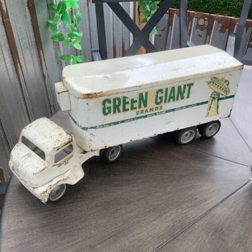 トンカ　ブリキ　トレーラー　1960〜70年　ミントグリーン　ビンテージ Vintage 1960s Tonka Mint Green Car Carrier Hauler Semi Truck