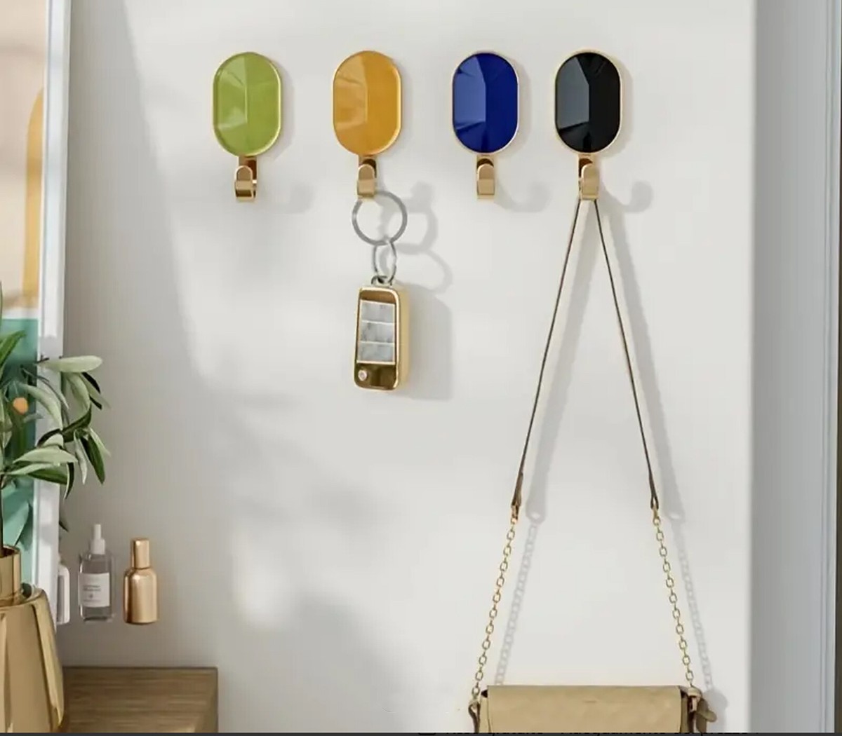 Organizer Da Parete In Tela E Metallo – 5 Tasche, Impermeabile, Con Gancio Adesivo Per Bagno, Cucina O Dormitorio