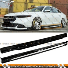 For 23-25 Honda Accord Yofer Blk Add On Side Skirt Extension - Pearl White Trim