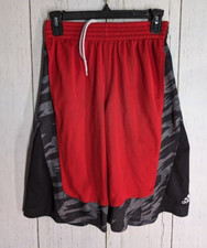Adidas Size Youth Small Boys Red Black Basketball Active Shorts