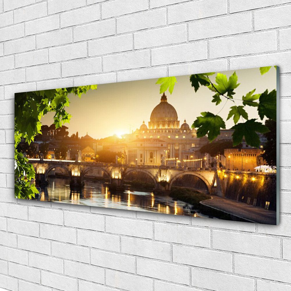 Tableau en verre trempé haut de gamme 125x50 cm paysage pont Tulup