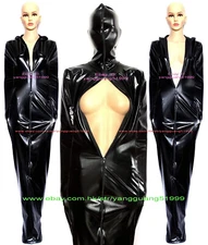 Women Jumpsuits Bodysuit Black Shiny Metallic Mummy Costumes Sleeping Bag F931
