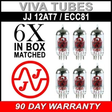 Brand New In Box Gain Matched Sextet (6) JJ 12AT7 / ECC81 Vacuum Tubes